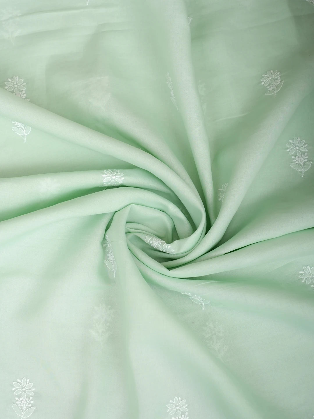 Ada Hand Embroidered Light Green Cotton Lucknowi Chikankari Unstitched Suit Piece with Cotton Dupatta 01A977444