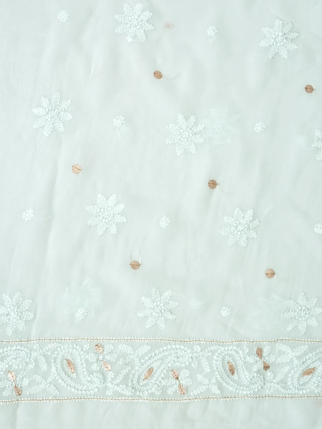 Ada Hand Embroidered Sea Green Viscose Georgette Lucknowi Chikankari Unstitched Kurta Dupatta Set With Gota Patti Work 01A962465