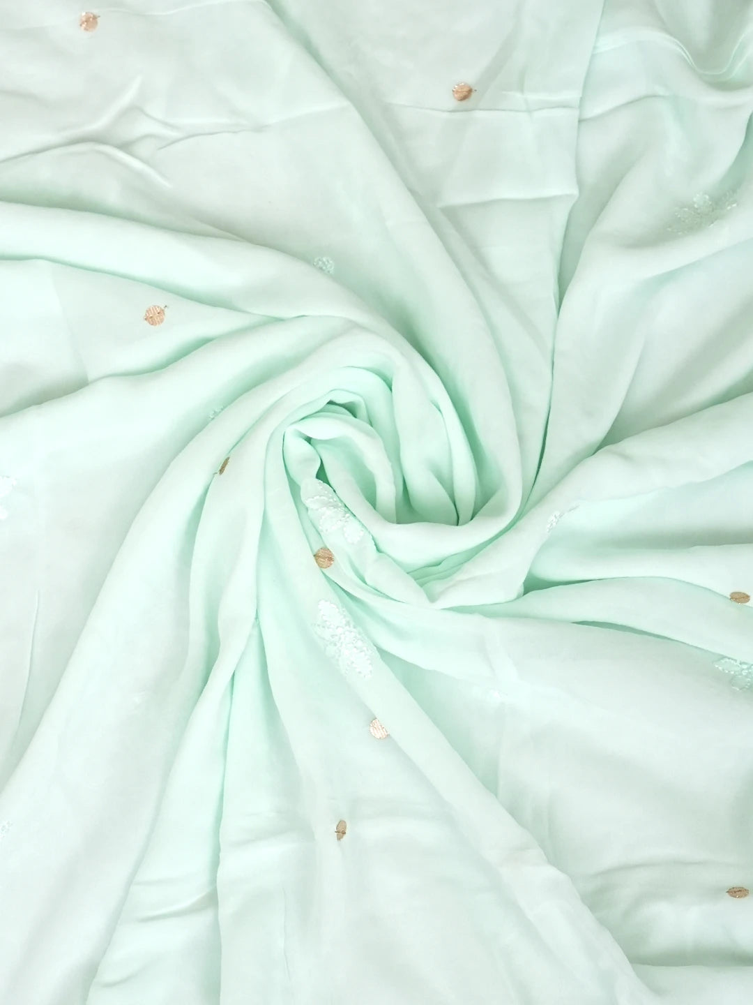 Ada Hand Embroidered Sea Green Viscose Georgette Lucknowi Chikankari Unstitched Kurta Dupatta Set With Gota Patti Work 01A962465