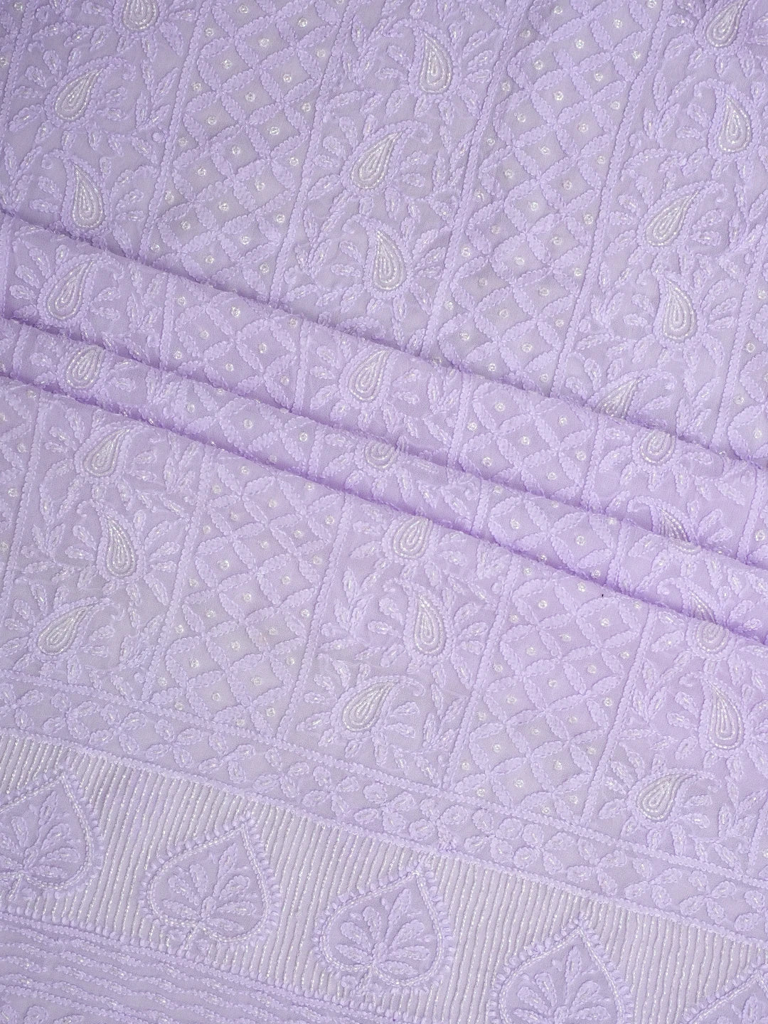 Ada Hand Embroidered Lavender Viscose Georgette Lucknowi Chikankari Unstitched Kurta Dupatta Set With Cutdana Work 01A957789