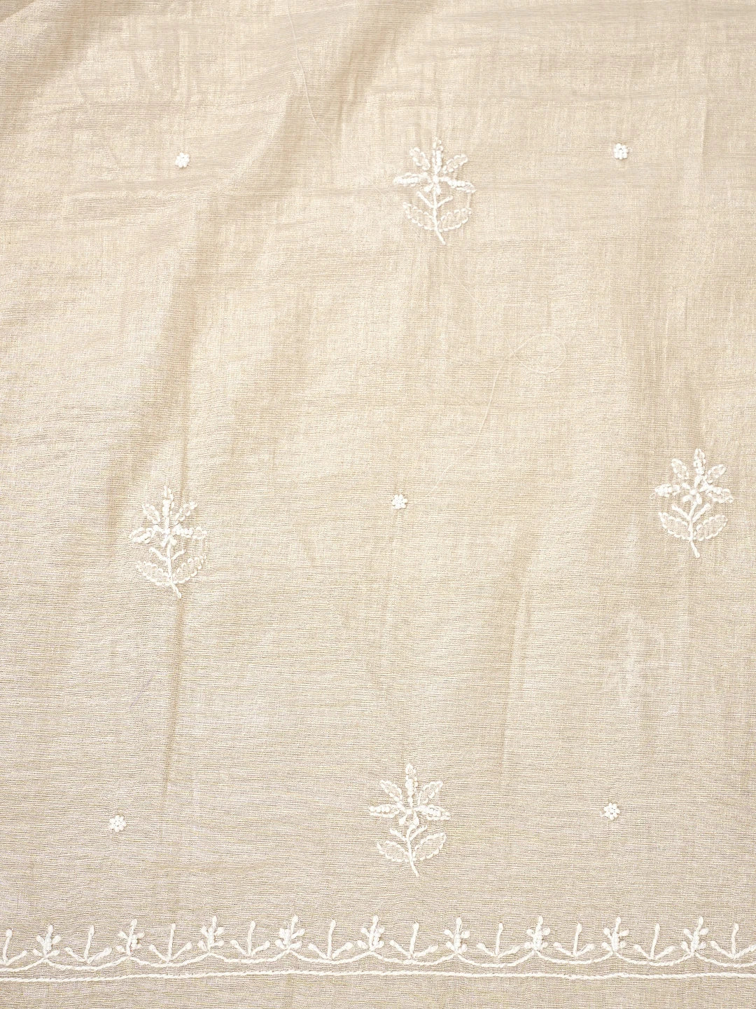 Ada Hand Embroidered Fawn Tissue Lucknowi Chikankari Unstitched Kurta Dupatta Set With Cutdana Work 01A968203