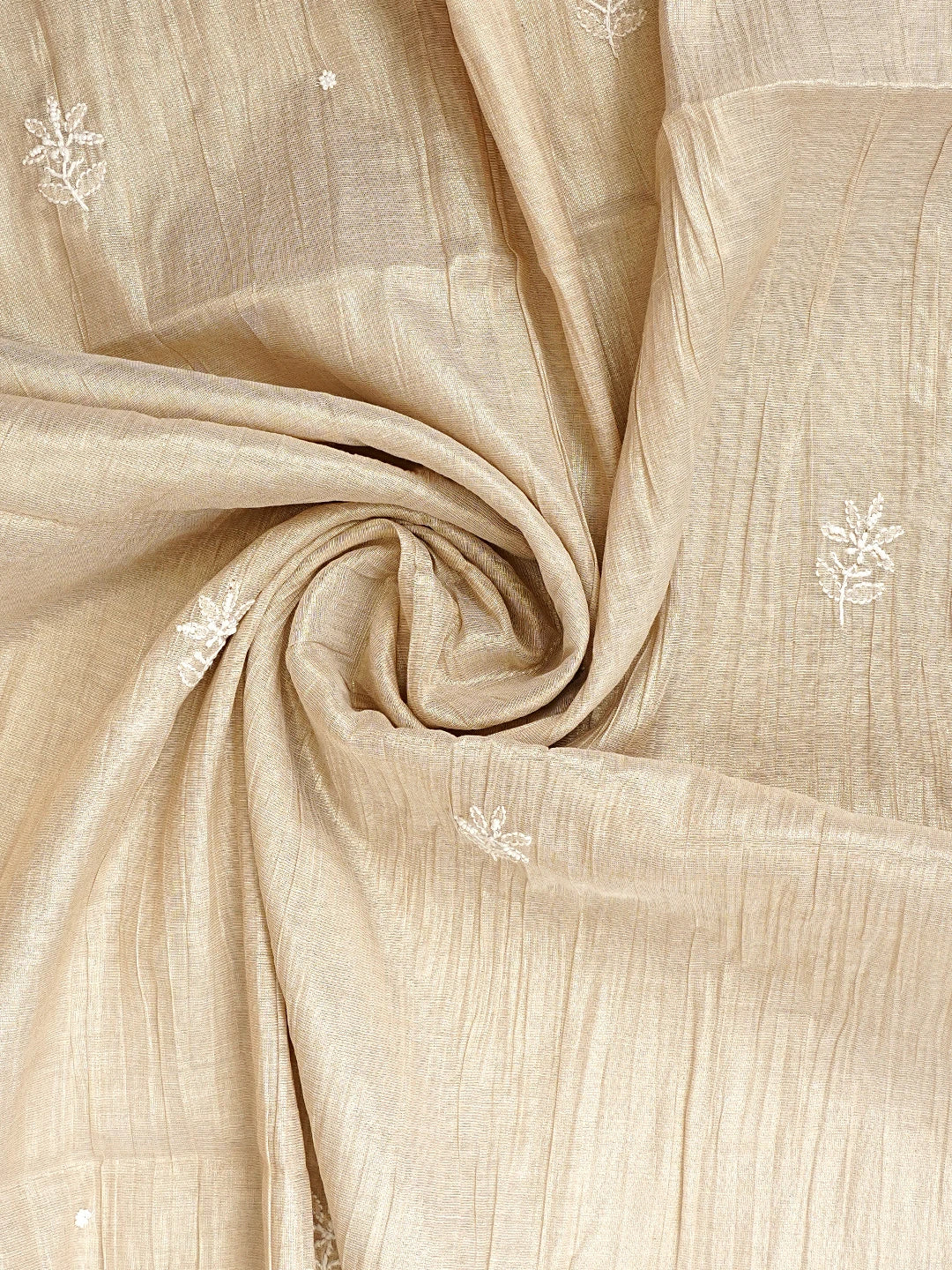 Ada Hand Embroidered Fawn Tissue Lucknowi Chikankari Unstitched Kurta Dupatta Set With Cutdana Work 01A968203