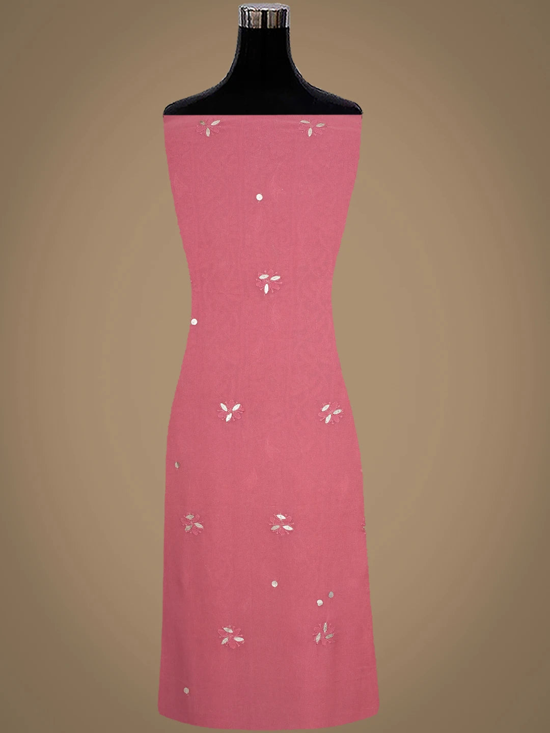 Ada Hand Embroidered Dusty Peach Viscose Georgette Lucknowi Chikankari Unstitched Kurta Dupatta Set With Gota Patti Work 01A951223