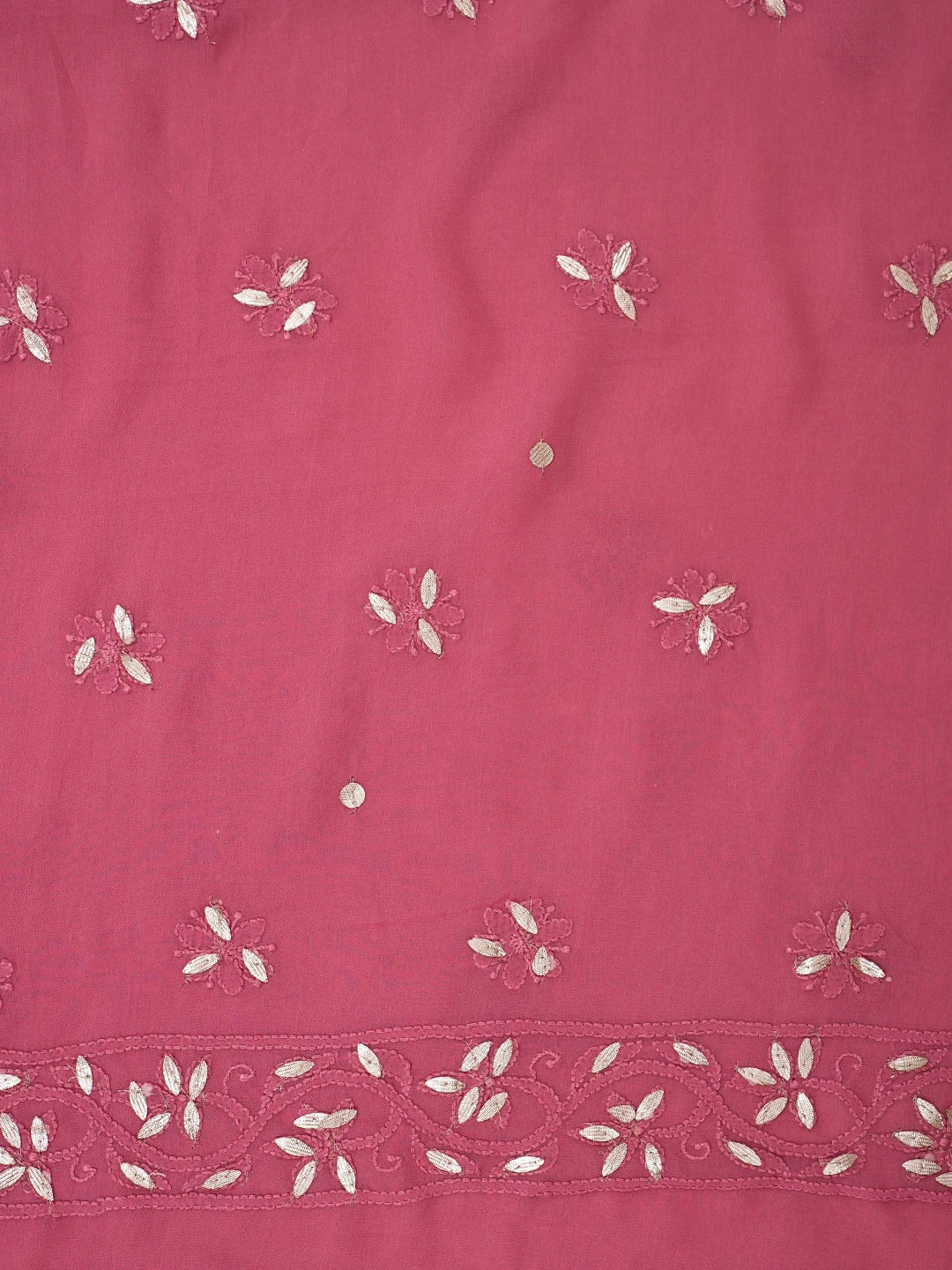 Ada Hand Embroidered Dusty Peach Viscose Georgette Lucknowi Chikankari Unstitched Kurta Dupatta Set With Gota Patti Work 01A951223