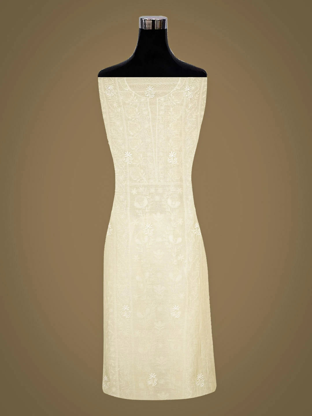 Ada Hand Embroidered Lemon Chanderi Lucknowi Chikankari Unstitched Kurta Dupatta Set 01A972687