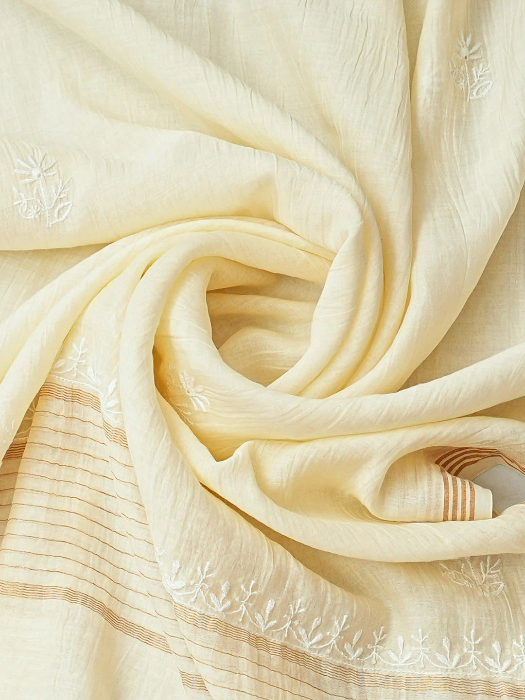 Ada Hand Embroidered Lemon Chanderi Lucknowi Chikankari Unstitched Kurta Dupatta Set 01A972687