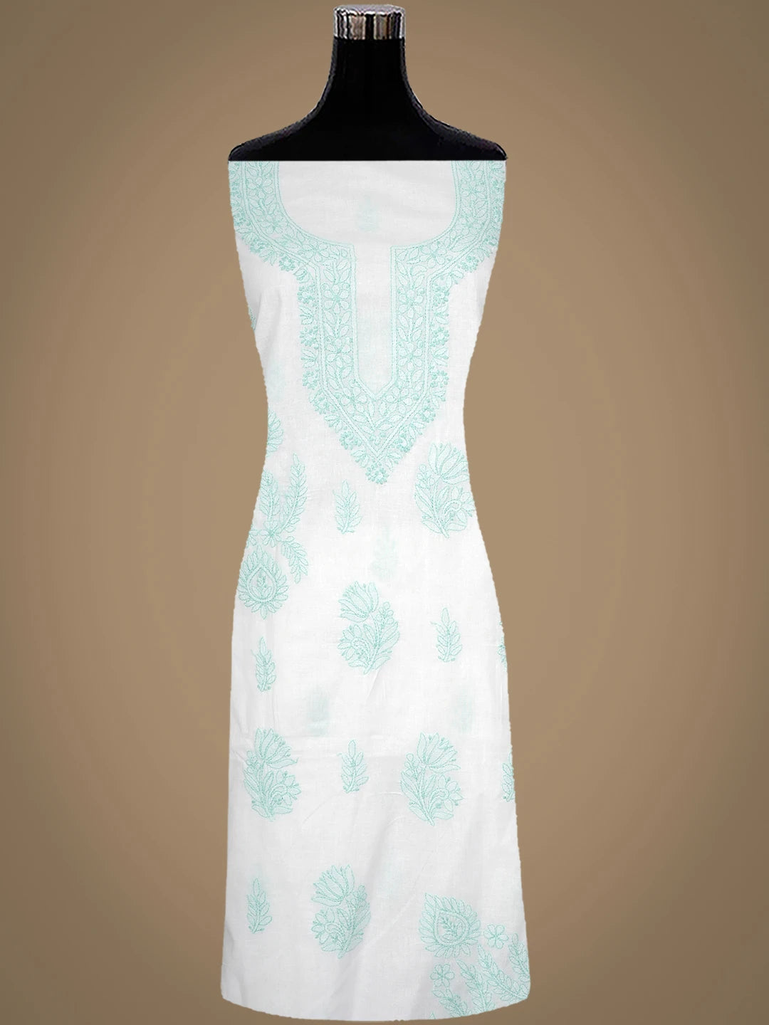 Ada Hand Embroidered White Cotton Lucknowi Chikankari Unstitched Suit Piece With Chiffon Dupatta 01A981781