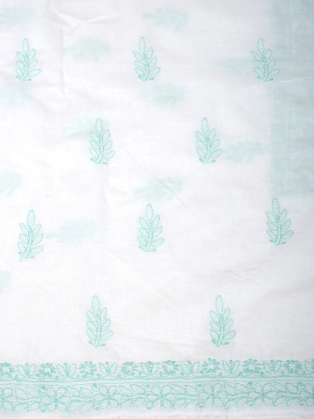 Ada Hand Embroidered White Cotton Lucknowi Chikankari Unstitched Suit Piece With Chiffon Dupatta 01A981781