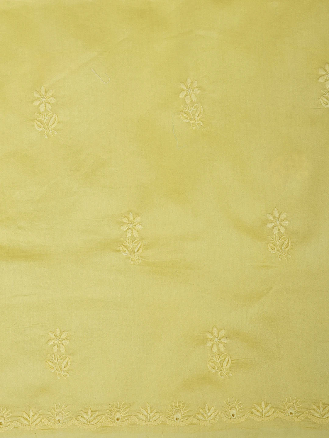 Ada Hand Embroidered Lemon Chanderi Lucknowi Chikankari Unstitched Kurta Dupatta Set 01A932530