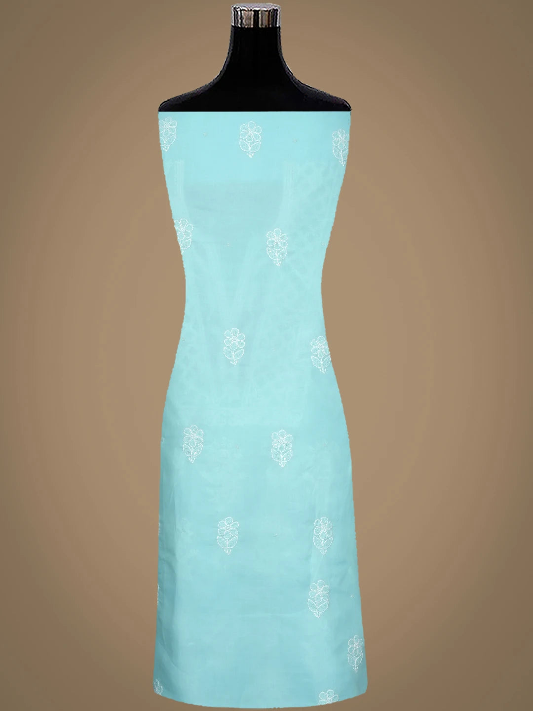 Ada Hand Embroidered Blue Cotton Lucknowi Chikankari Unstitched Suit Piece With Cutdana Work 01A751966