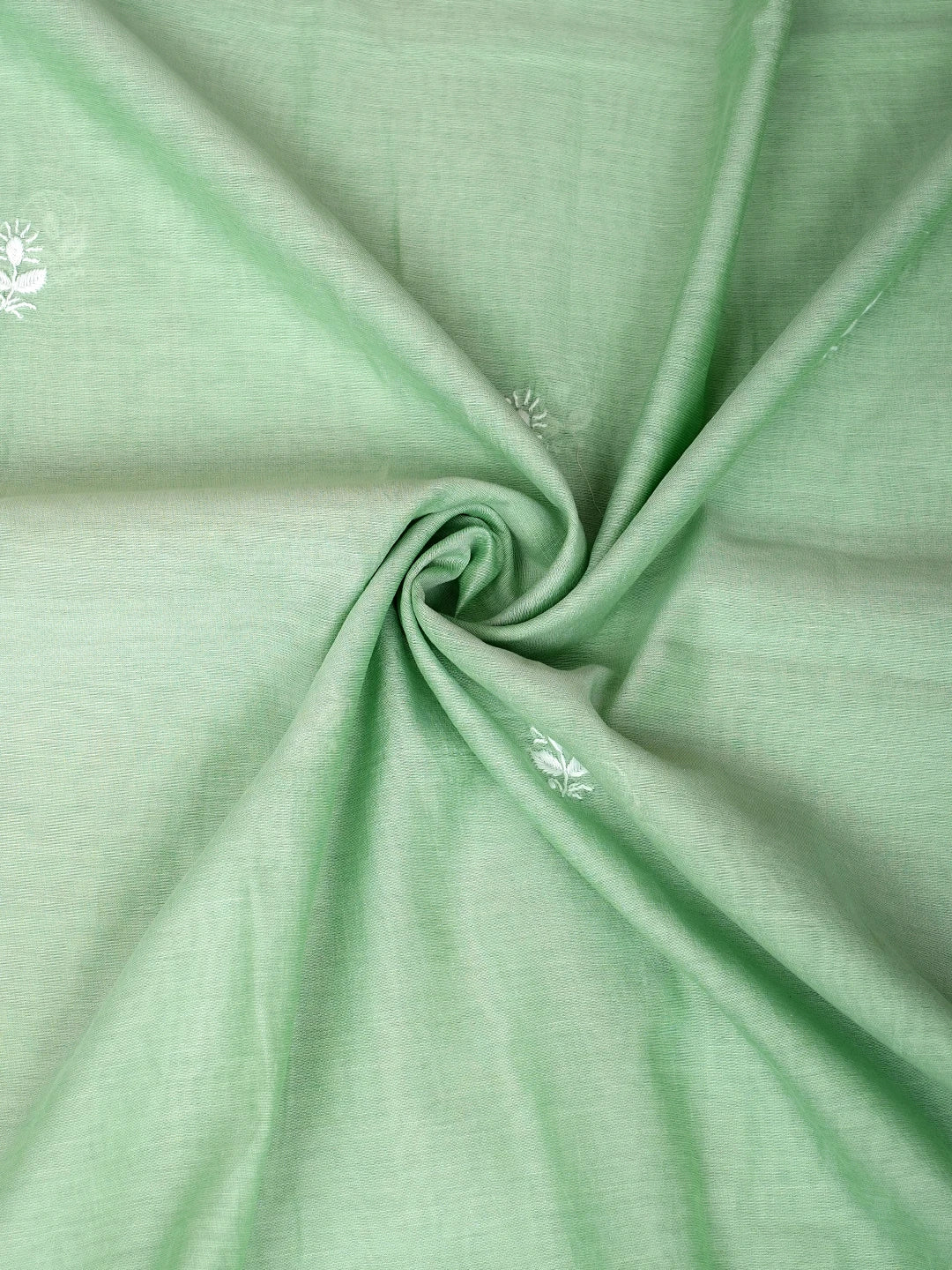 Ada Hand Embroidered Sea Green Chanderi Lucknowi Chikankari Unstitched Kurta Dupatta Set 01A980225
