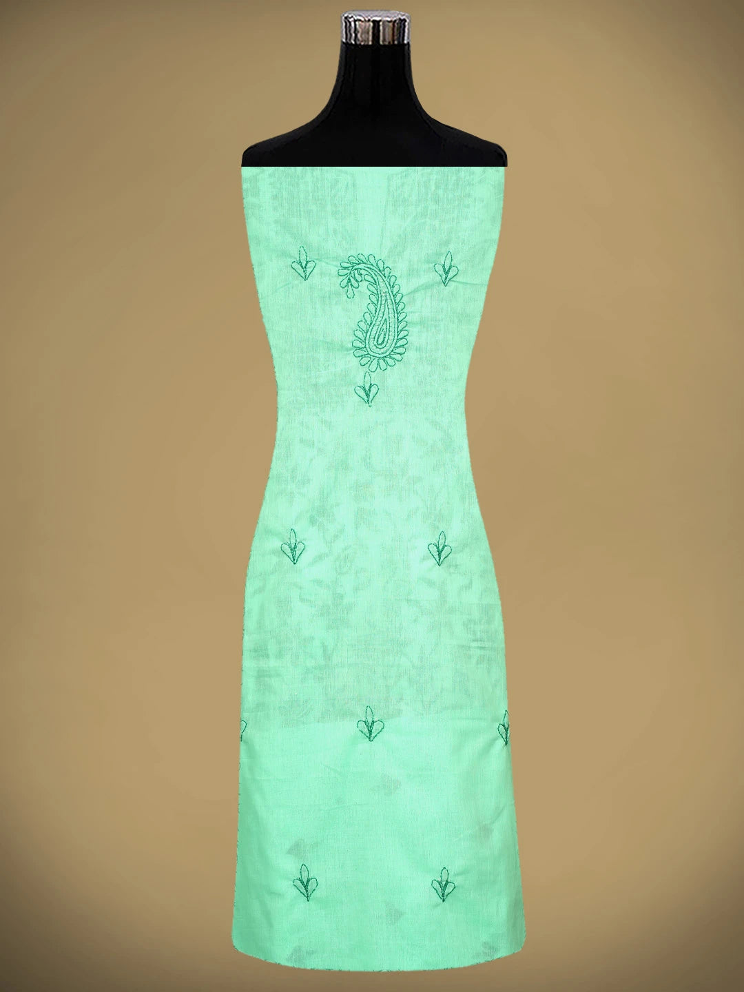 Ada Hand Embroidered Sea Green Cotton Lucknowi Chikankari Unstitched Suit Piece With Chiffon Dupatta 01A963521