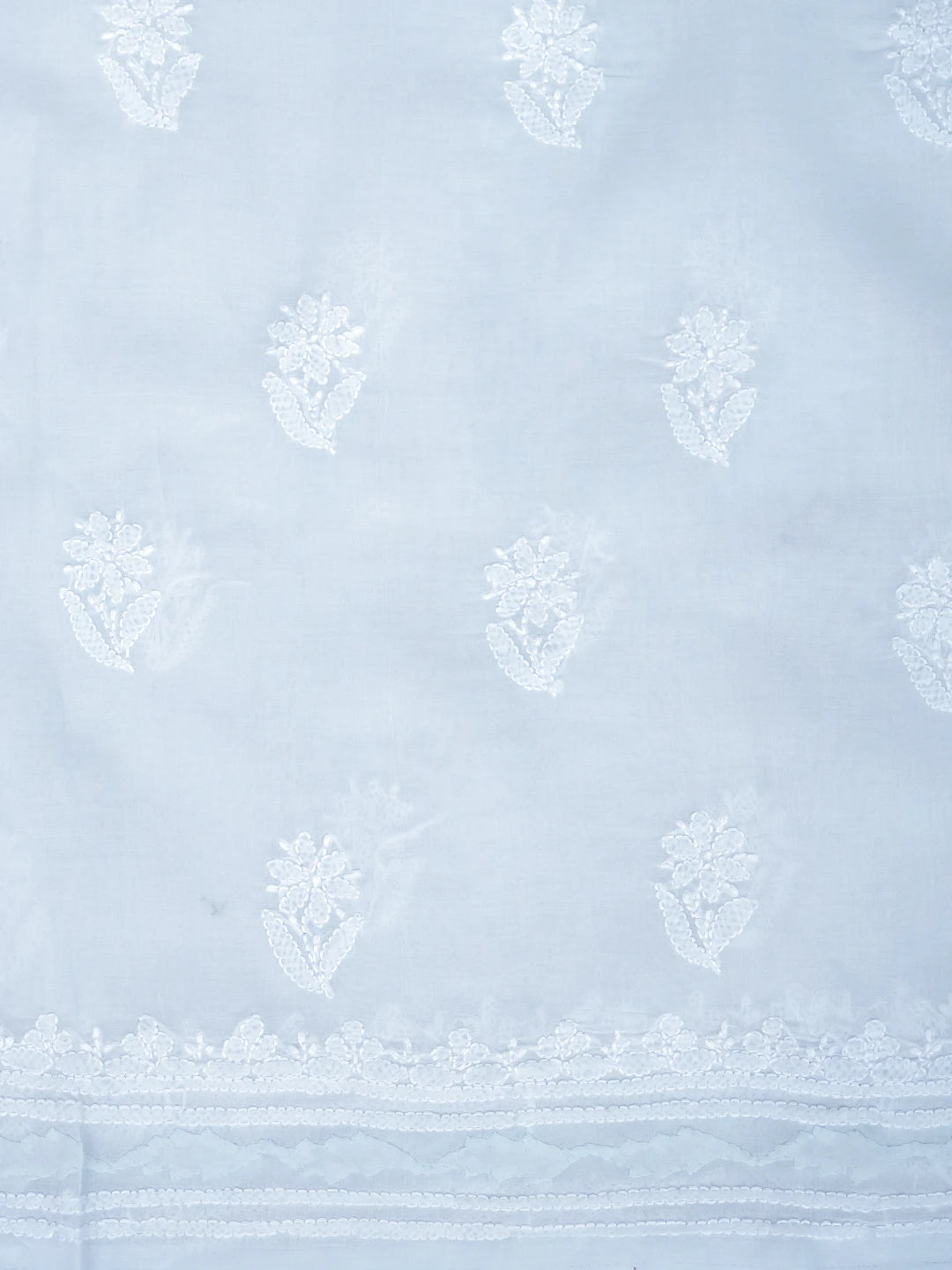 Ada Hand Embroidered Ice Blue Cotton Lucknowi Chikankari Unstitched Suit Piece 01A954332