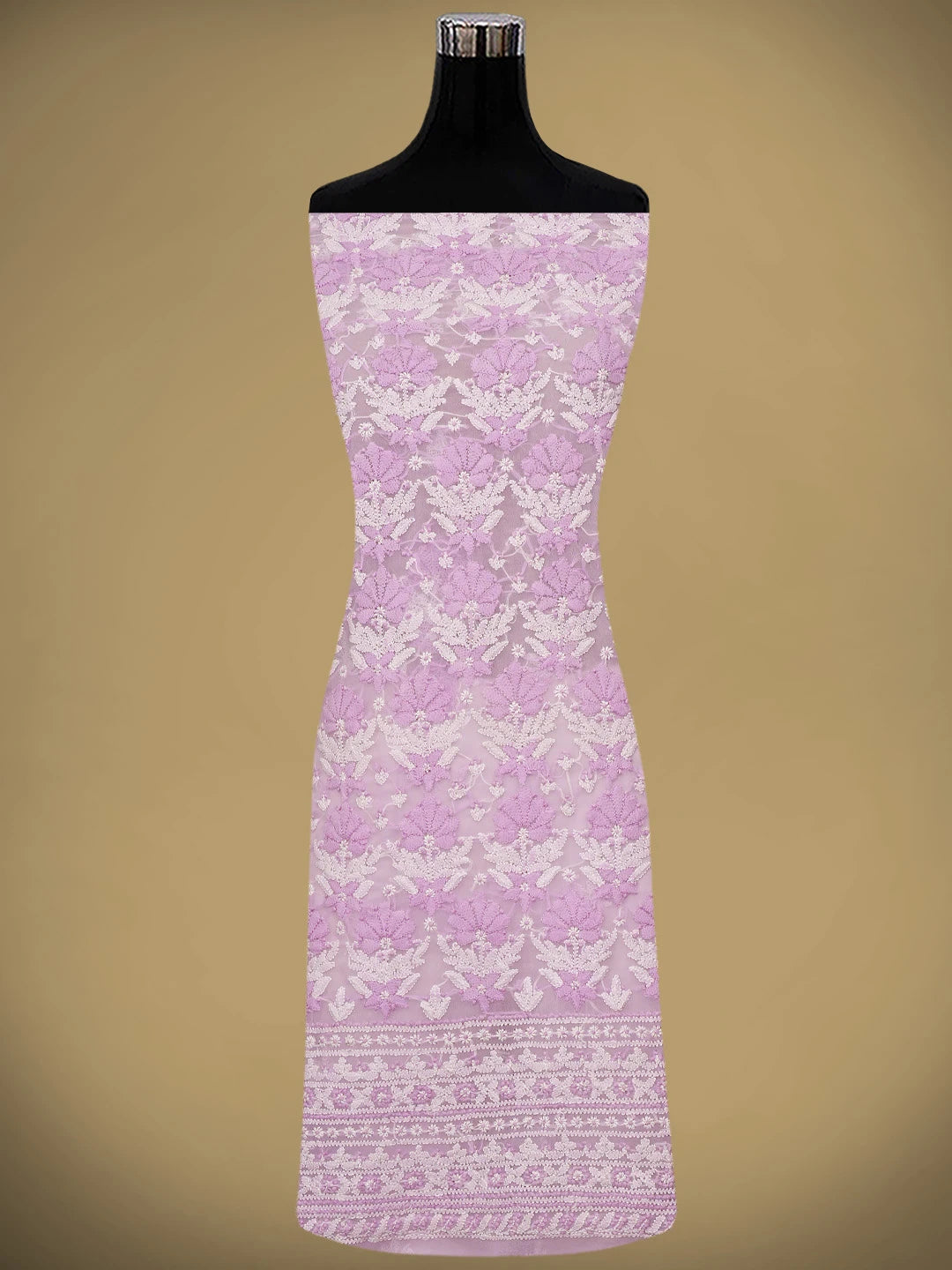 Ada Hand Embroidered Lavender Faux Georgette Lucknowi Chikankari Unstitched Suit Piece 01A977941
