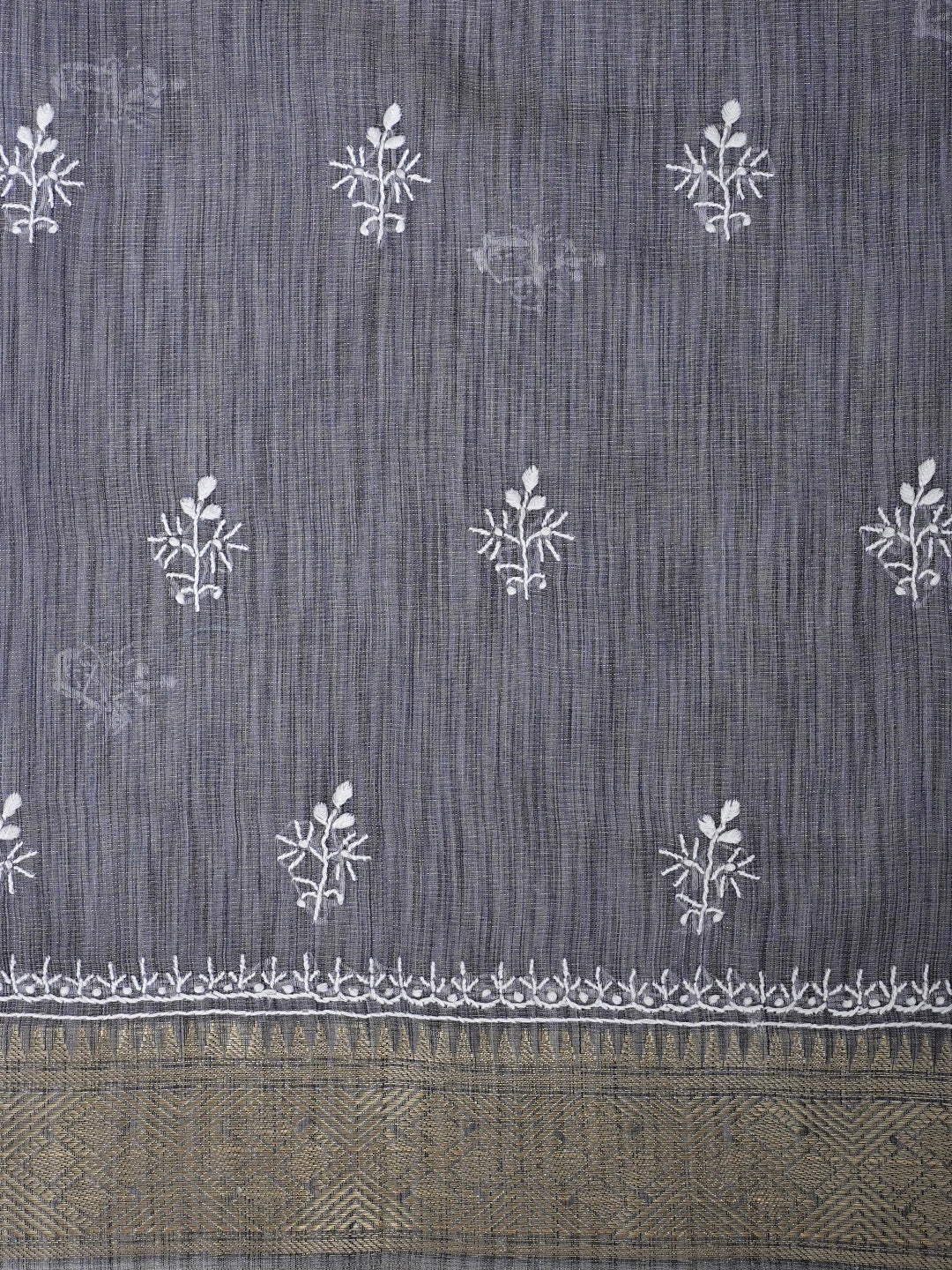 Ada Hand Embroidered Grey Tissue Lucknowi Chikankari Unstitched Kurta Dupatta Set 01A974699