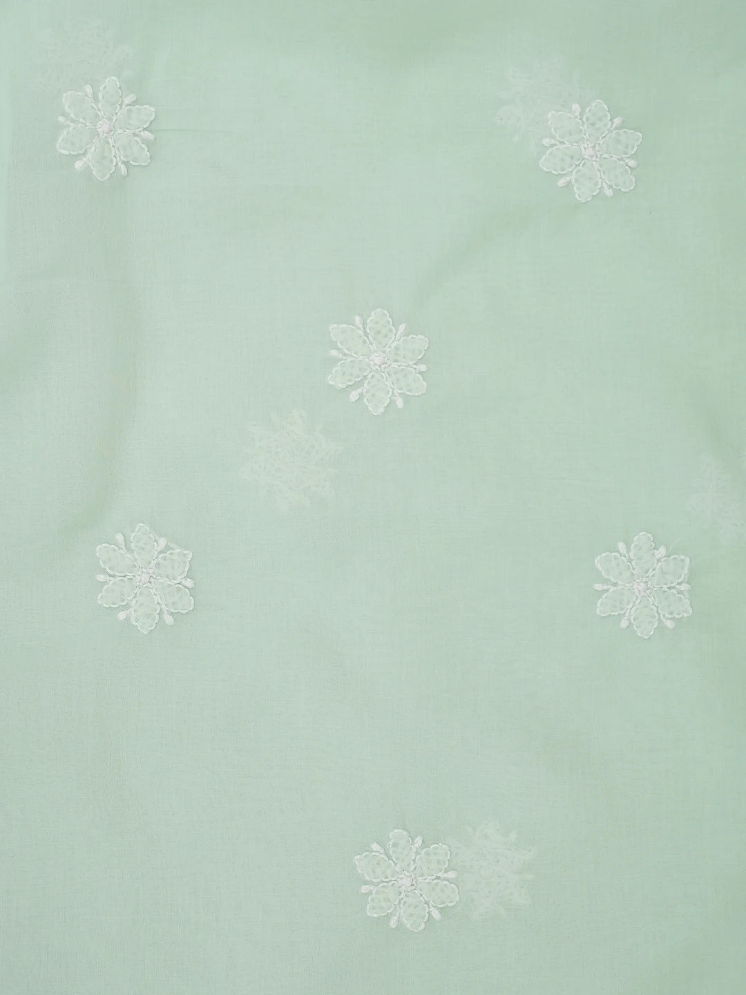 Ada Hand Embroidered Mint Green Cotton Lucknowi Chikankari Unstitched Suit Piece With Cutdana Work 01A973093
