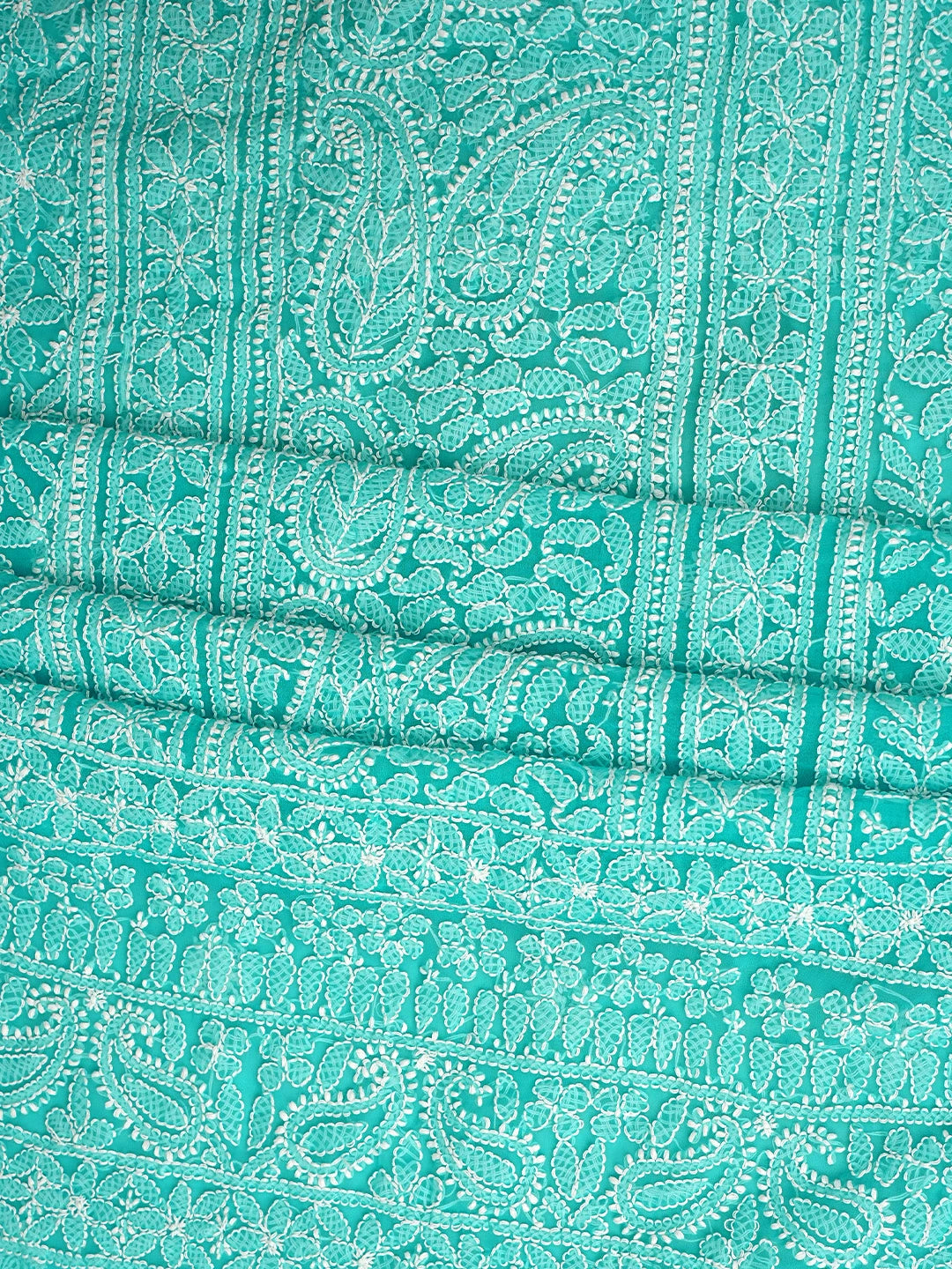 Ada Hand Embroidered Seagrass Green Faux Georgette Lucknowi Chikankari Unstitched Suit Piece 01A981210