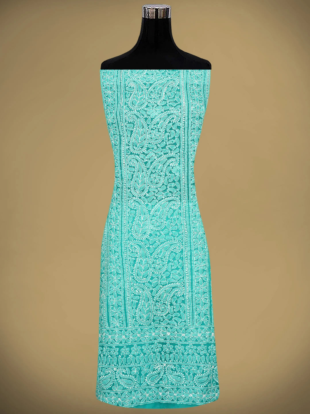 Ada Hand Embroidered Seagrass Green Faux Georgette Lucknowi Chikankari Unstitched Suit Piece 01A981210