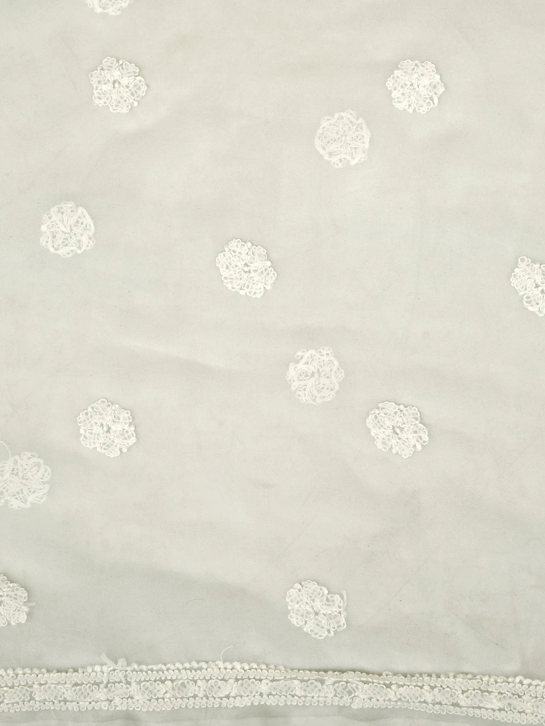 Ada Hand Embroidered White Faux Georgette Lucknowi Chikankari Unstitched Suit Piece 01A981190