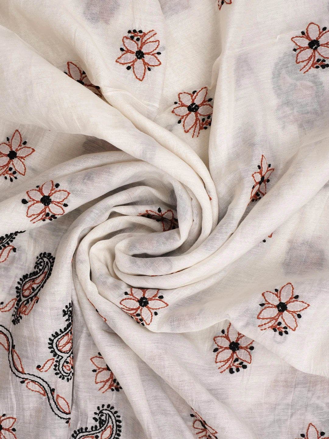 Ada Hand Embroidered Beige Chanderi Lucknowi Chikankari Unstitched Kurta Dupatta Set 01A980414