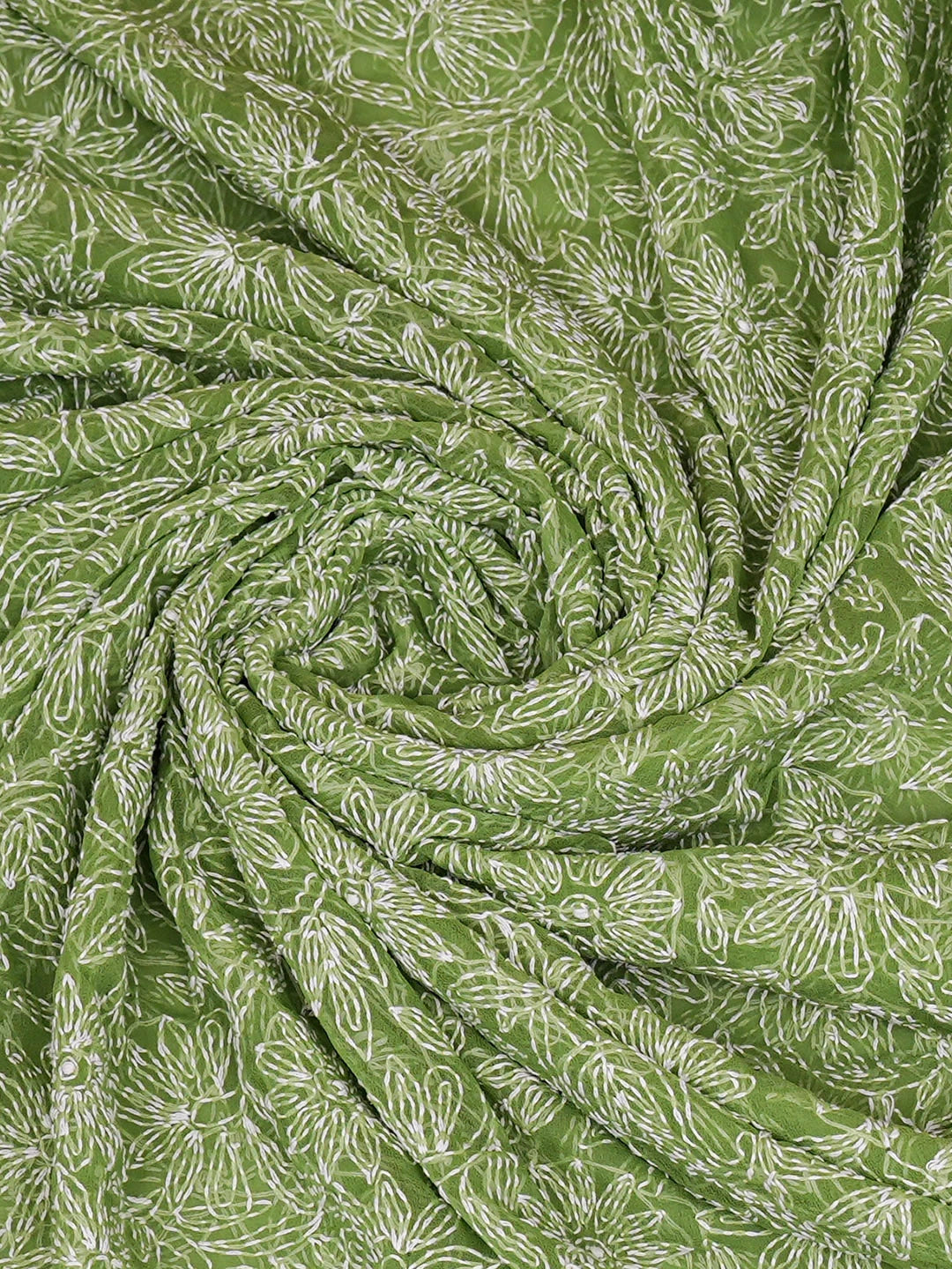 Ada Hand Embroidered Green Faux Georgette Lucknowi Chikankari Dupatta 01A975385