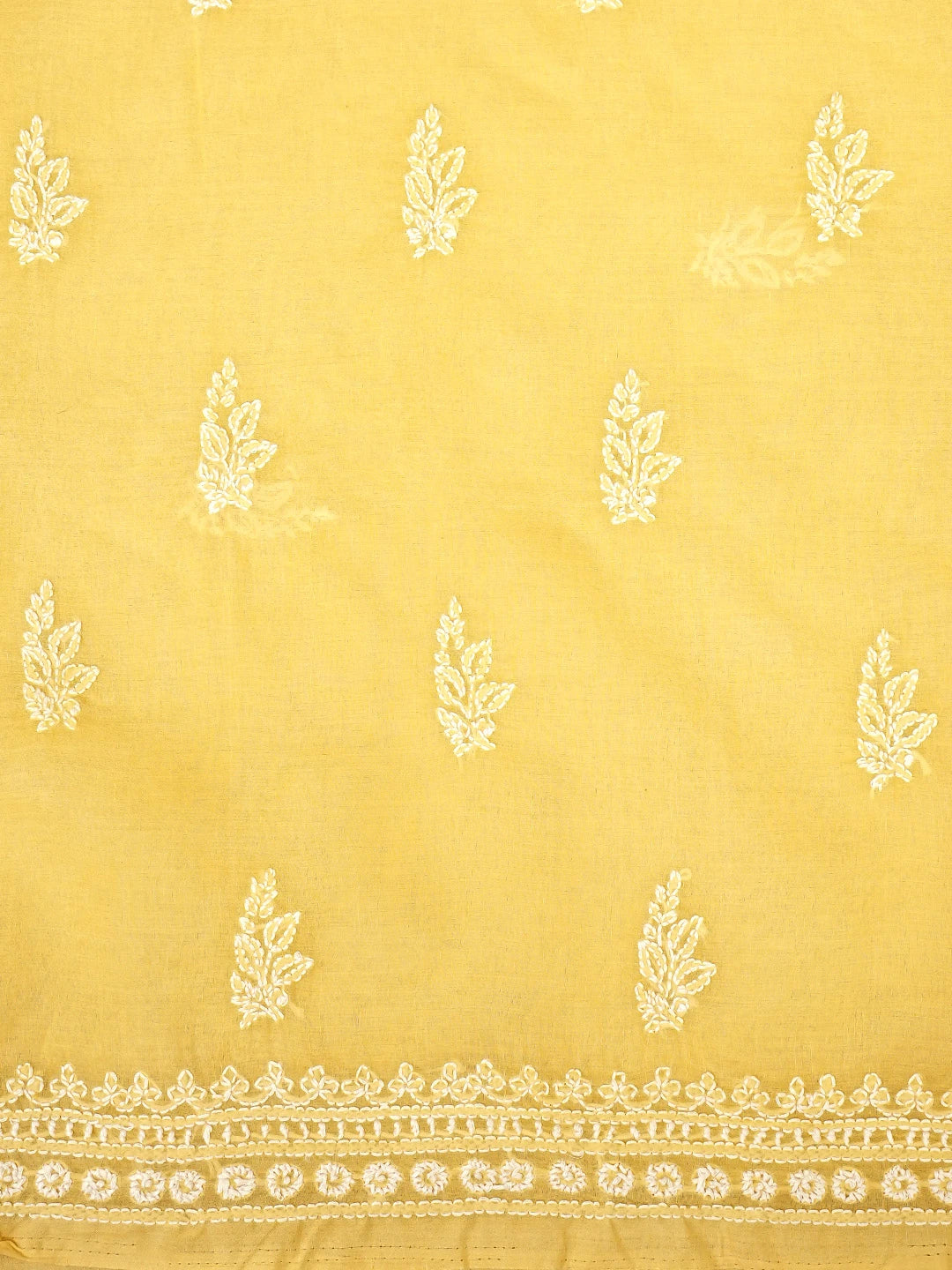 Ada Hand Embroidered Yellow Cotton Lucknowi Chikankari Unstitched Suit Piece 01A959633