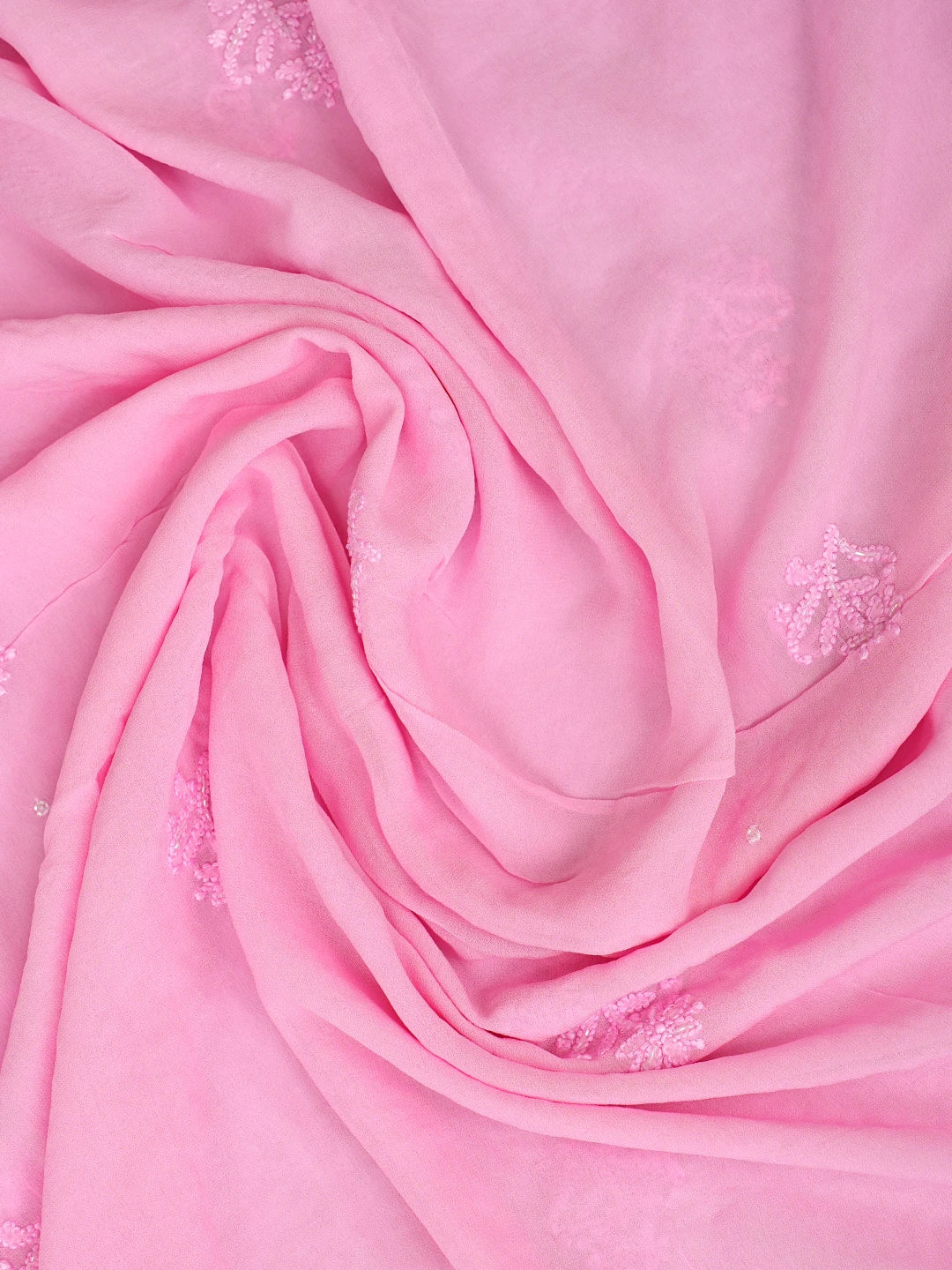 Ada Hand Embroidered Pink Viscose Georgette Lucknowi Chikankari Unstitched Kurta Dupatta Set With Cutdana Work 01A957826