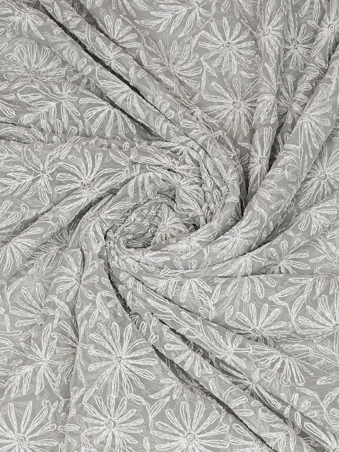 Ada Hand Embroidered Grey Faux Georgette Lucknowi Chikankari Dupatta 01A896540