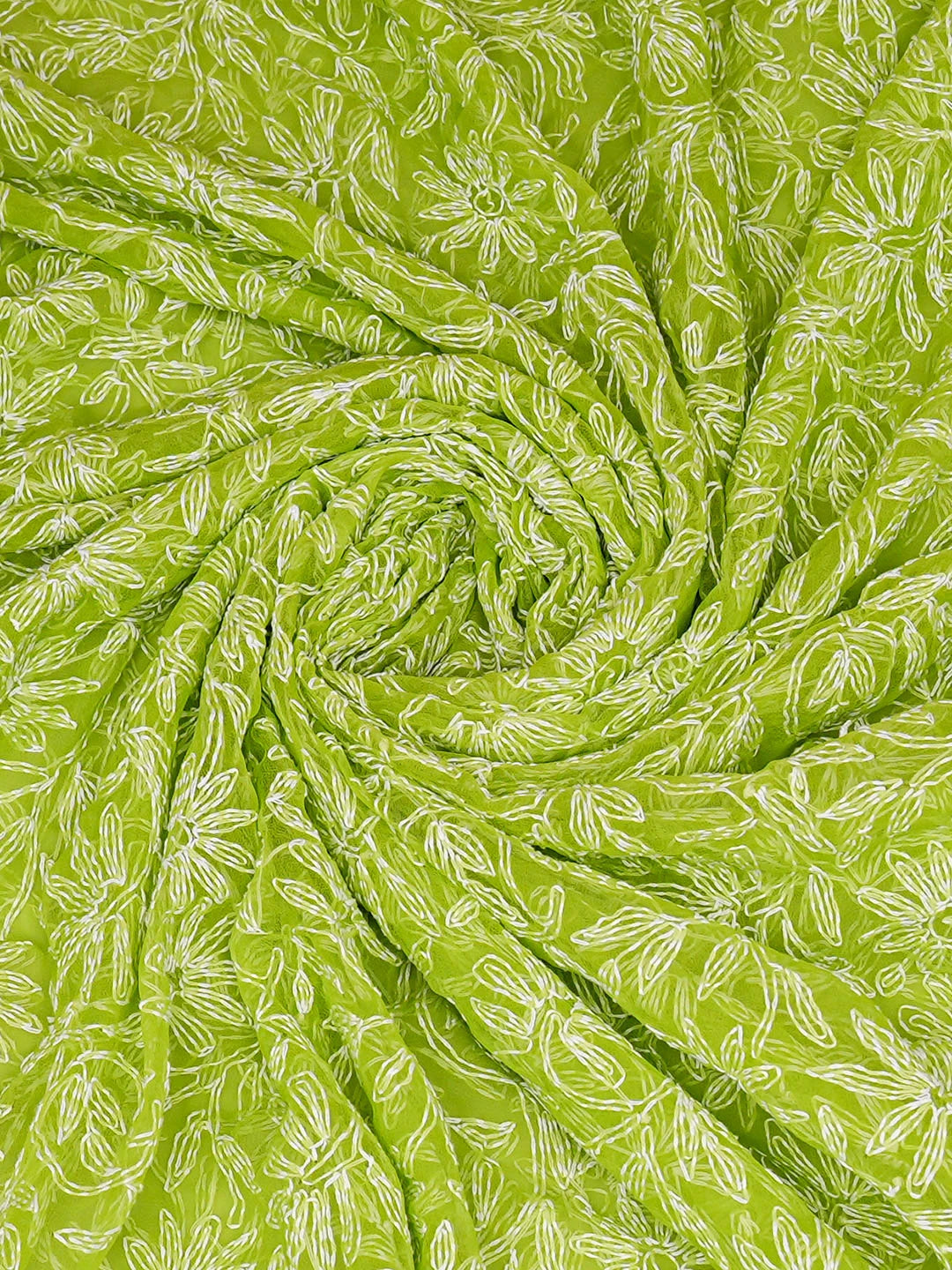 Ada Hand Embroidered Green Faux Georgette Lucknowi Chikankari Dupatta 01A923259