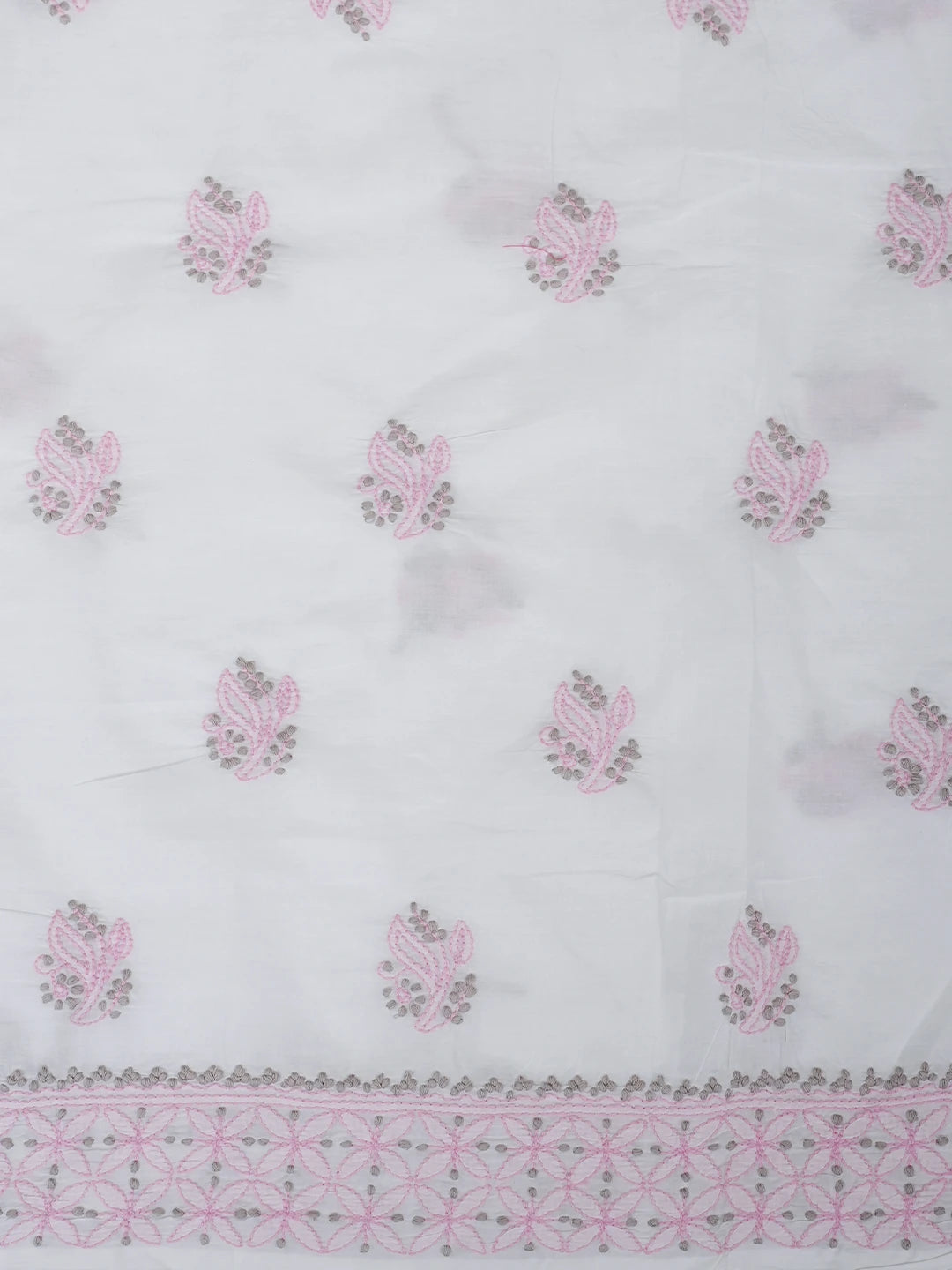 Ada Hand Embroidered White Cotton Lucknowi Chikankari Unstitched Suit Piece 01A980389