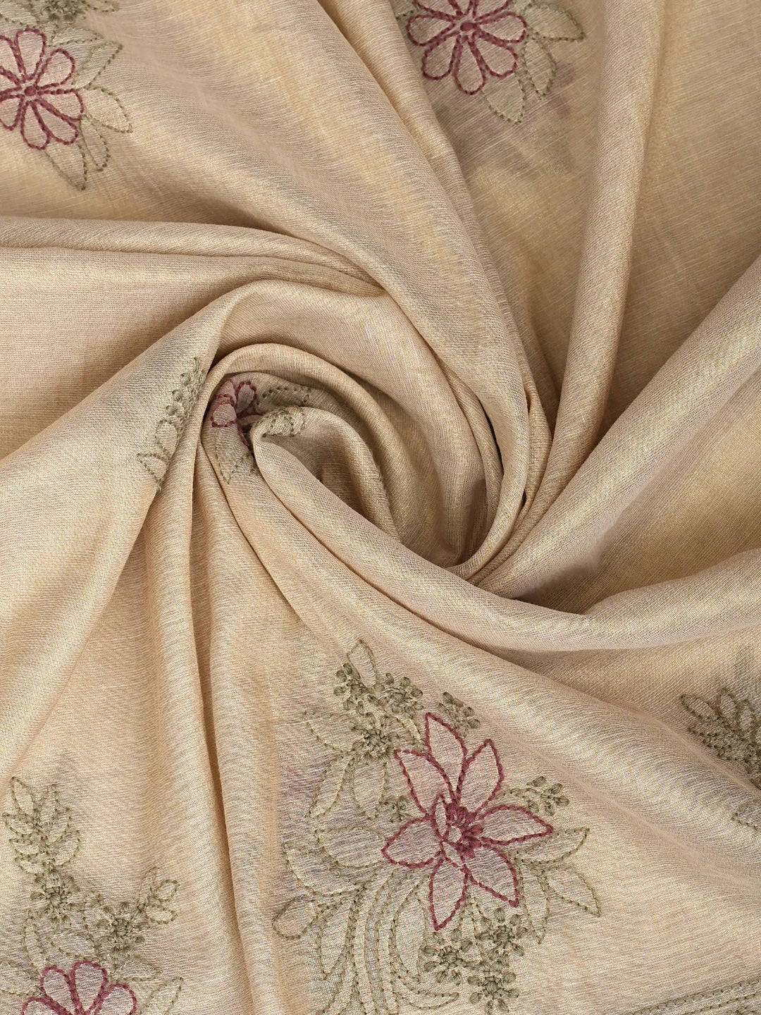 Ada Hand Embroidered Fawn Tissue Lucknowi Chikankari Unstitched Kurta Dupatta Set 01A980089