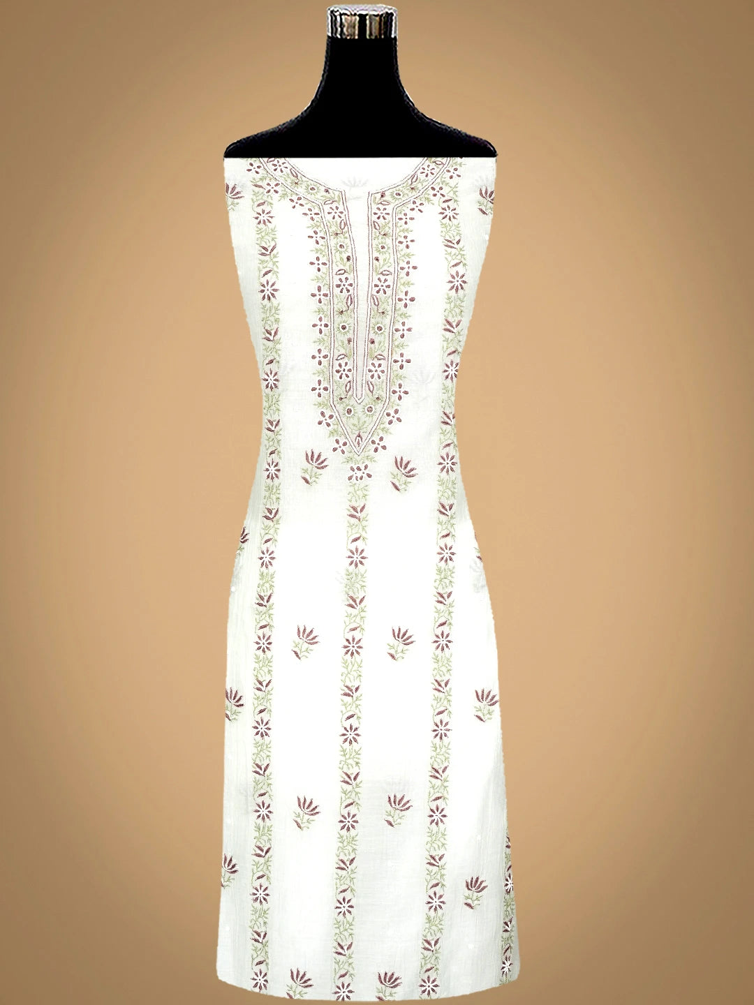 Ada Hand Embroidered Sea Green Chanderi Lucknowi Chikankari Unstitched Kurta Dupatta Set With Pearl Work 07A500785