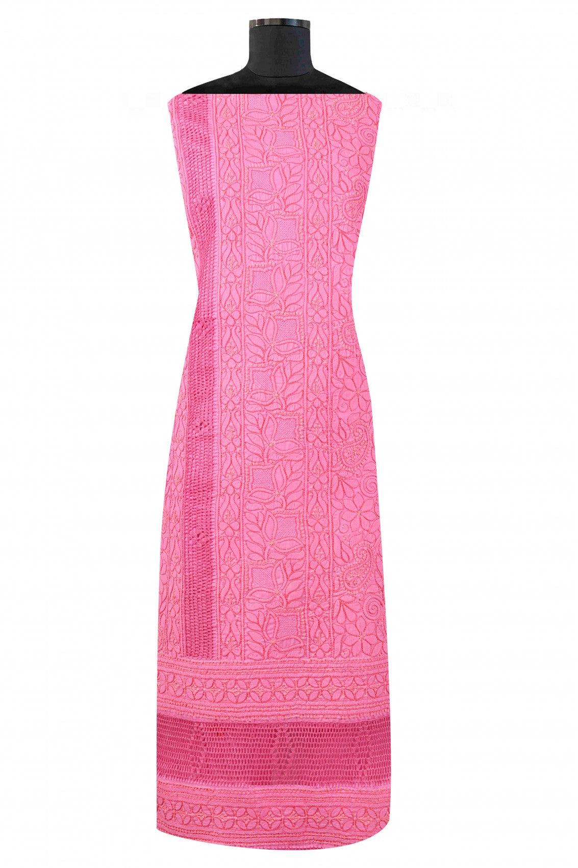 Ada Hand Embroidered Onion Pink Cotton Lucknowi Chikankari Unstitched Suit Piece A473709