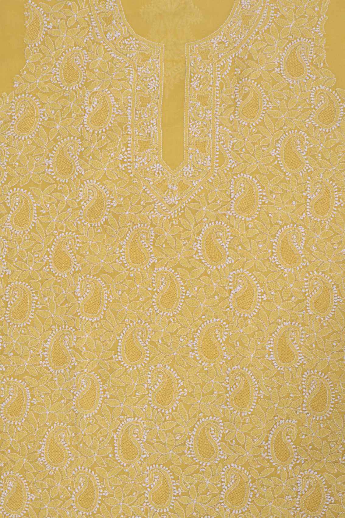 Ada Hand Embroidered Yellow Cotton Lucknowi Chikankari Unstitched Suit Piece 01A271089