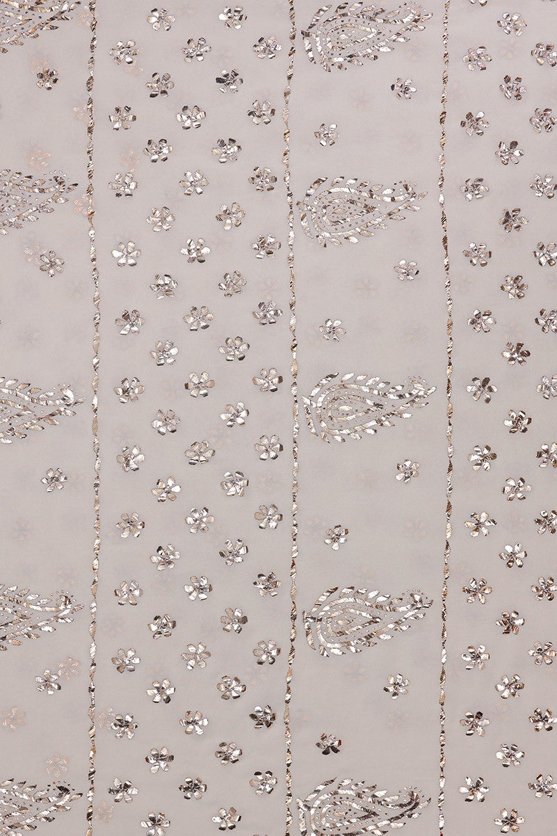 Ada Hand Embroidered Off White Pure Georgette Lucknowi Chikankari Saree/Blouse With Muqaish Work A614207