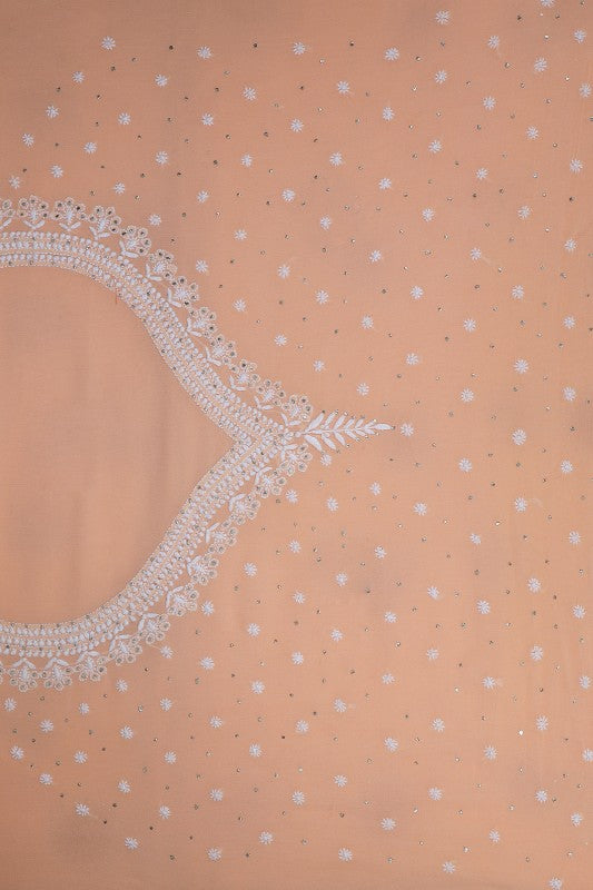 Ada Hand Embroidered Peach Pure Georgette Lucknowi Chikankari Lehenga Set with Muqaish Work A291941