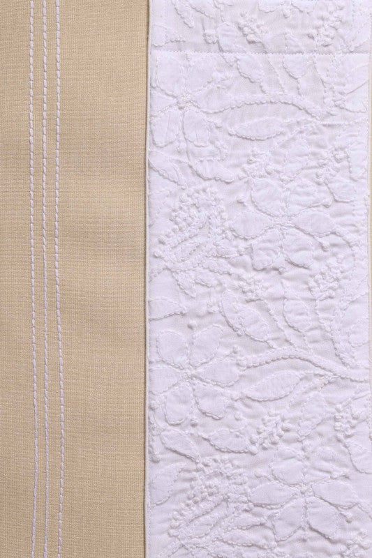 Ada Hand Embroidered Fawn And White Silk Lucknowi Chikankari Dining Table Placemat 01A104903