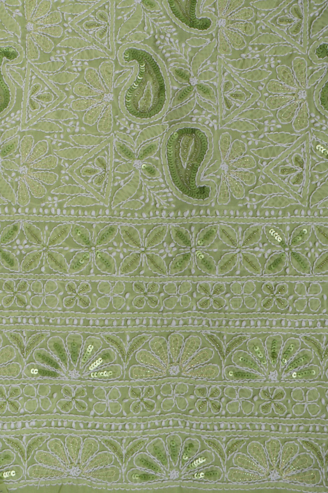 Ada Hand Embroidered Apple Green Cotton Lucknowi Chikankari Unstitched Suit Piece With Pearl Work 01A270933