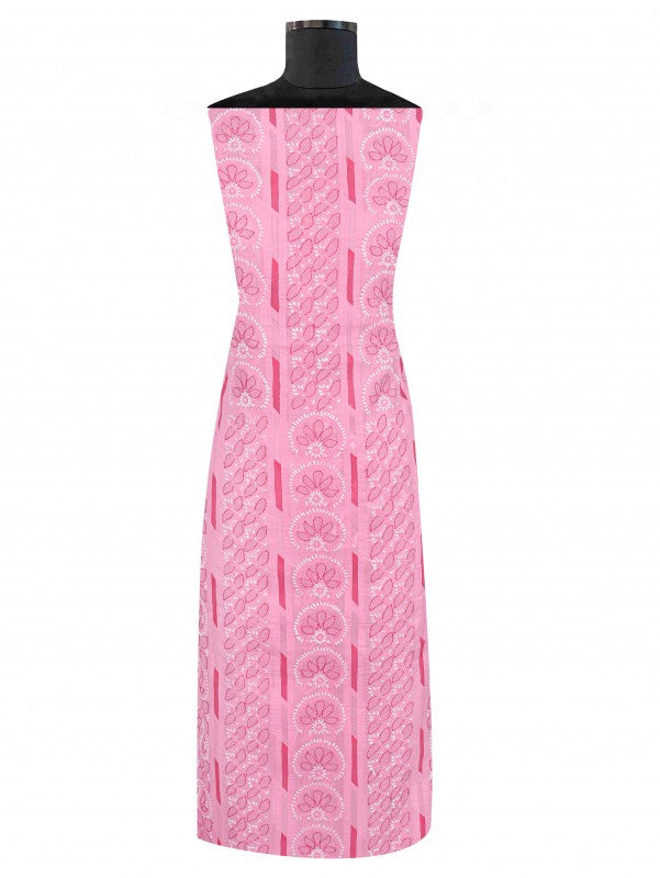 Ada Hand Embroidered Pink Cotton Lucknowi Chikankari Unstitched Suit Piece 01A106148