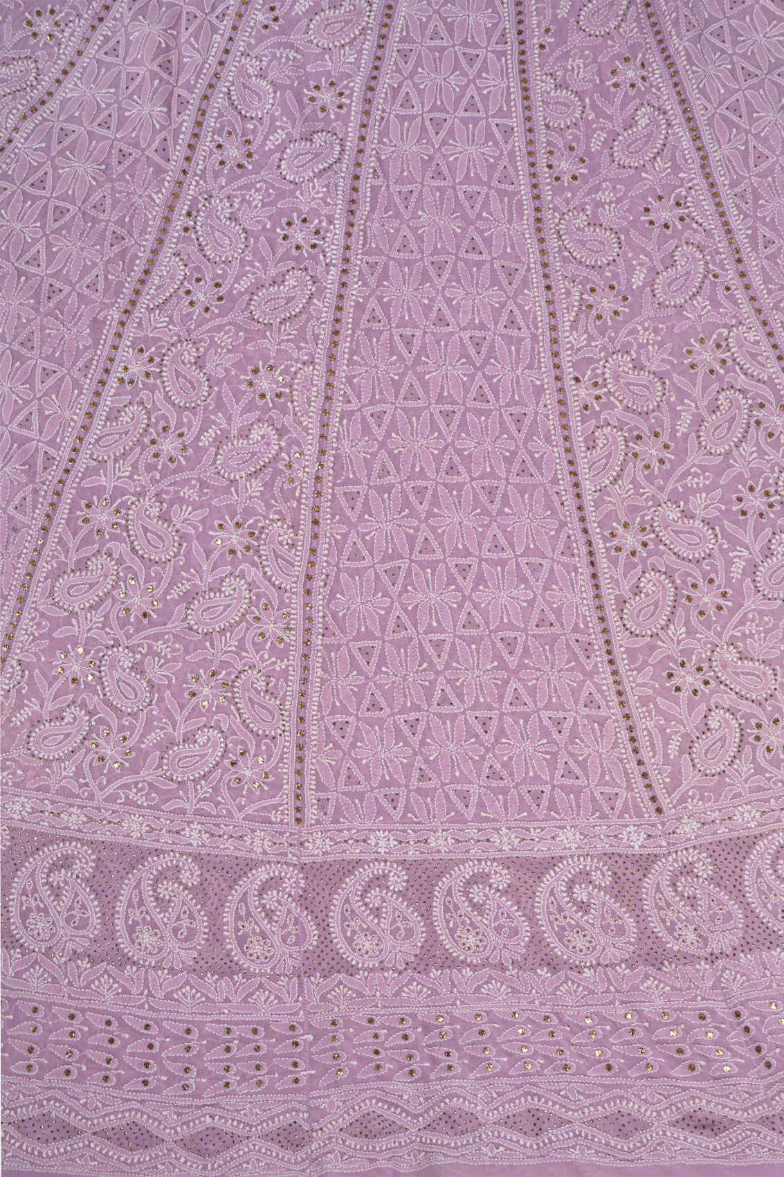 Ada Hand Embroidered Lavender Pure Georgette Lucknowi Chikankari Lehenga Skirt (only skirt) With Muqaish Work 01A42027