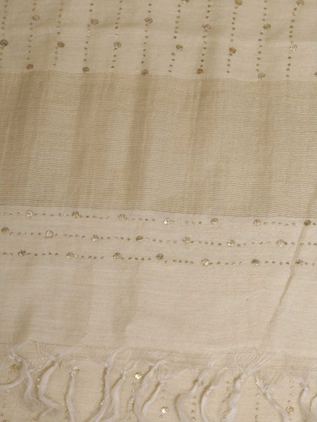 Ada Hand Embroidered Natural Fawn Silk Lucknowi Chikankari Dupatta With Muqaish Work A520531