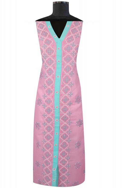 Ada Hand Embroidered Pink Cotton Lucknowi Chikan Unstitched Suit Piece A609773
