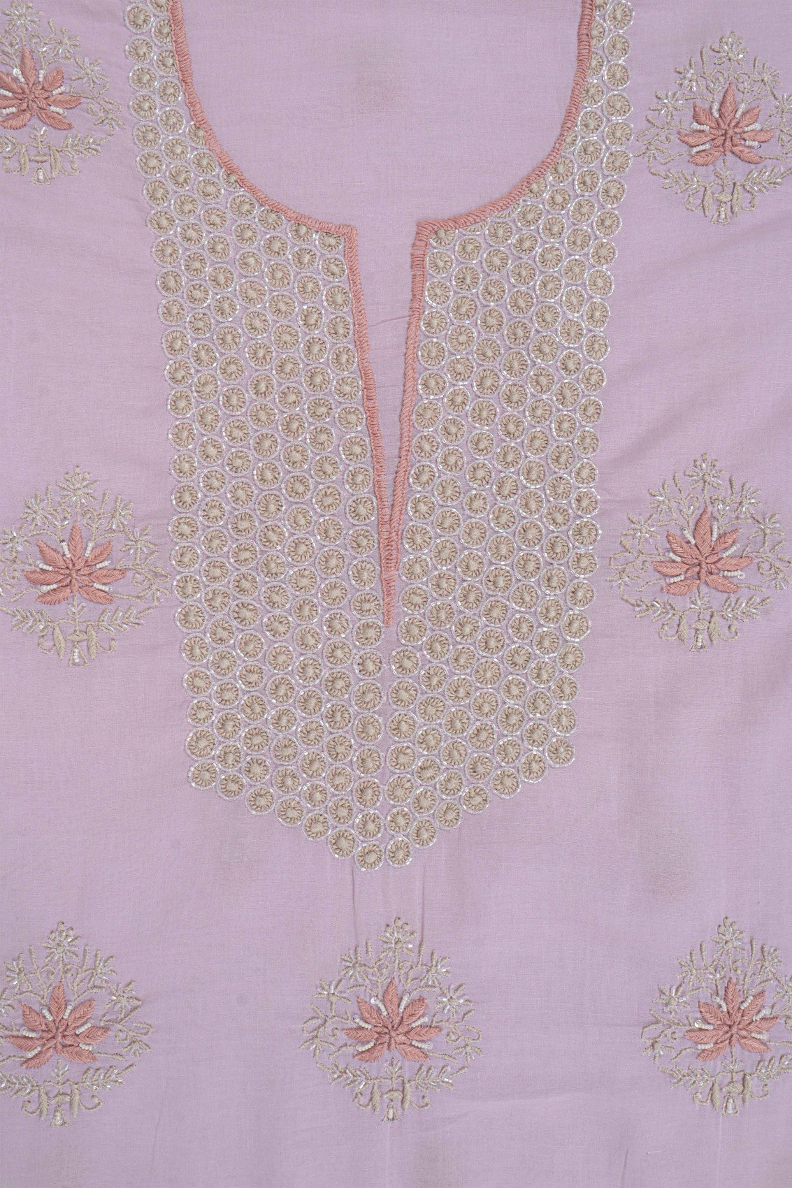 Ada Hand Embroidered Lilac Cotton Lucknowi Chikankari Unstitched Suit Piece With Cutdana Work 01A196770