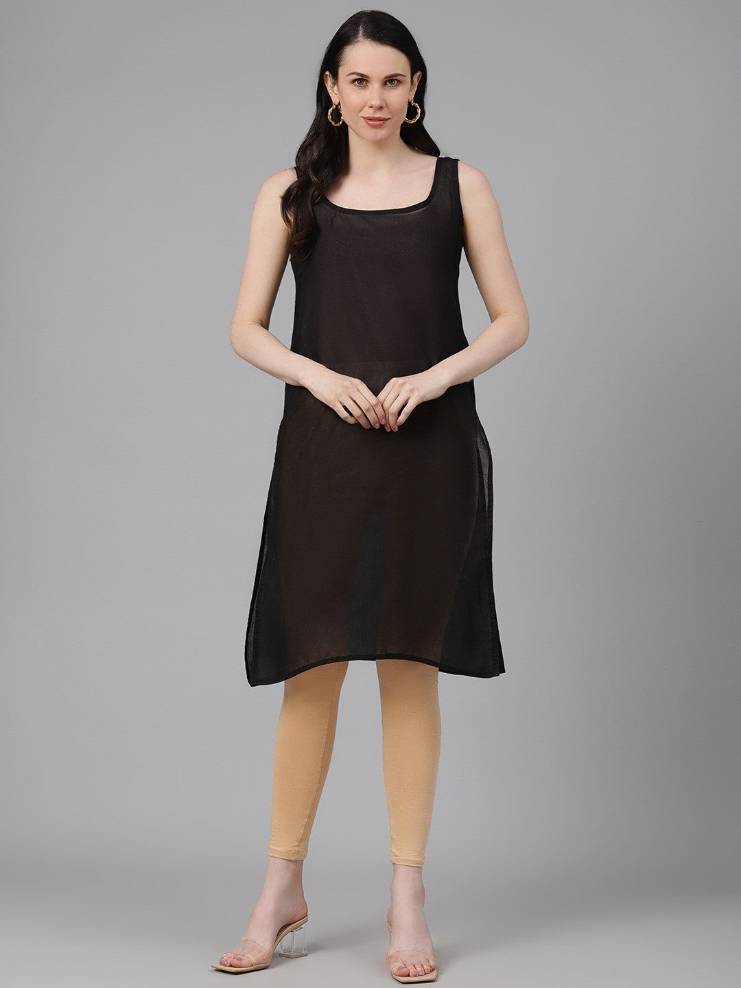 Ada Black and White Cotton Long Slips Combo of 2  A290456.