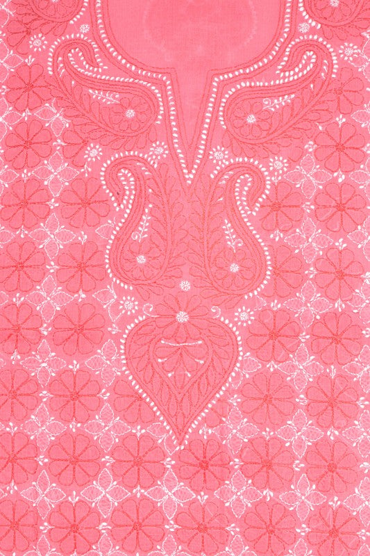 Ada Hand Embroidered Pink Cotton Lucknowi Chikankari Unstitched Suit Piece 01A1943