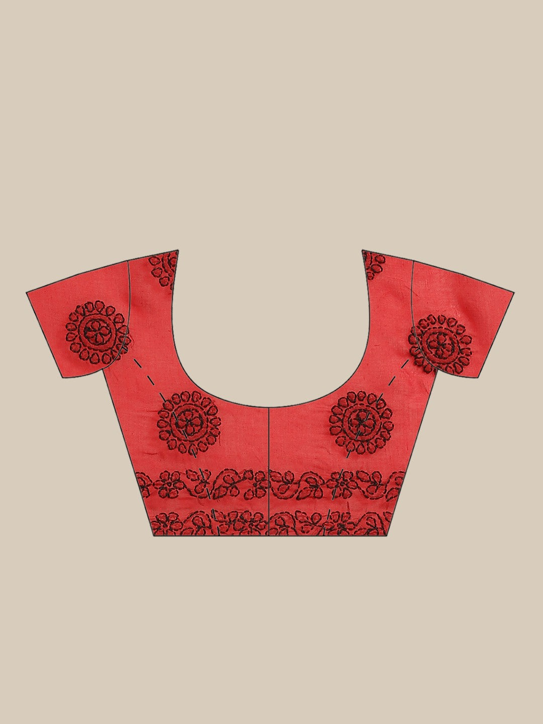 Ada Hand Embroidered Red Cotton Lucknow Chikan Saree With Blouse A311162