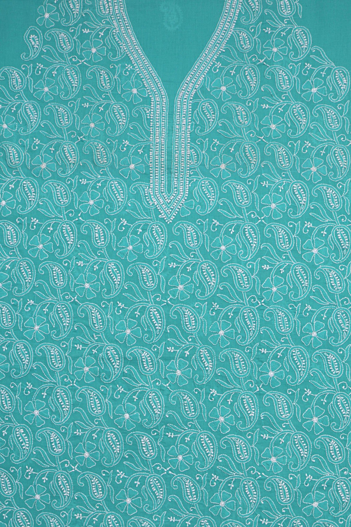Ada Hand Embroidered Green Cotton Lucknowi Chikankari Unstitched Suit Piece A50605