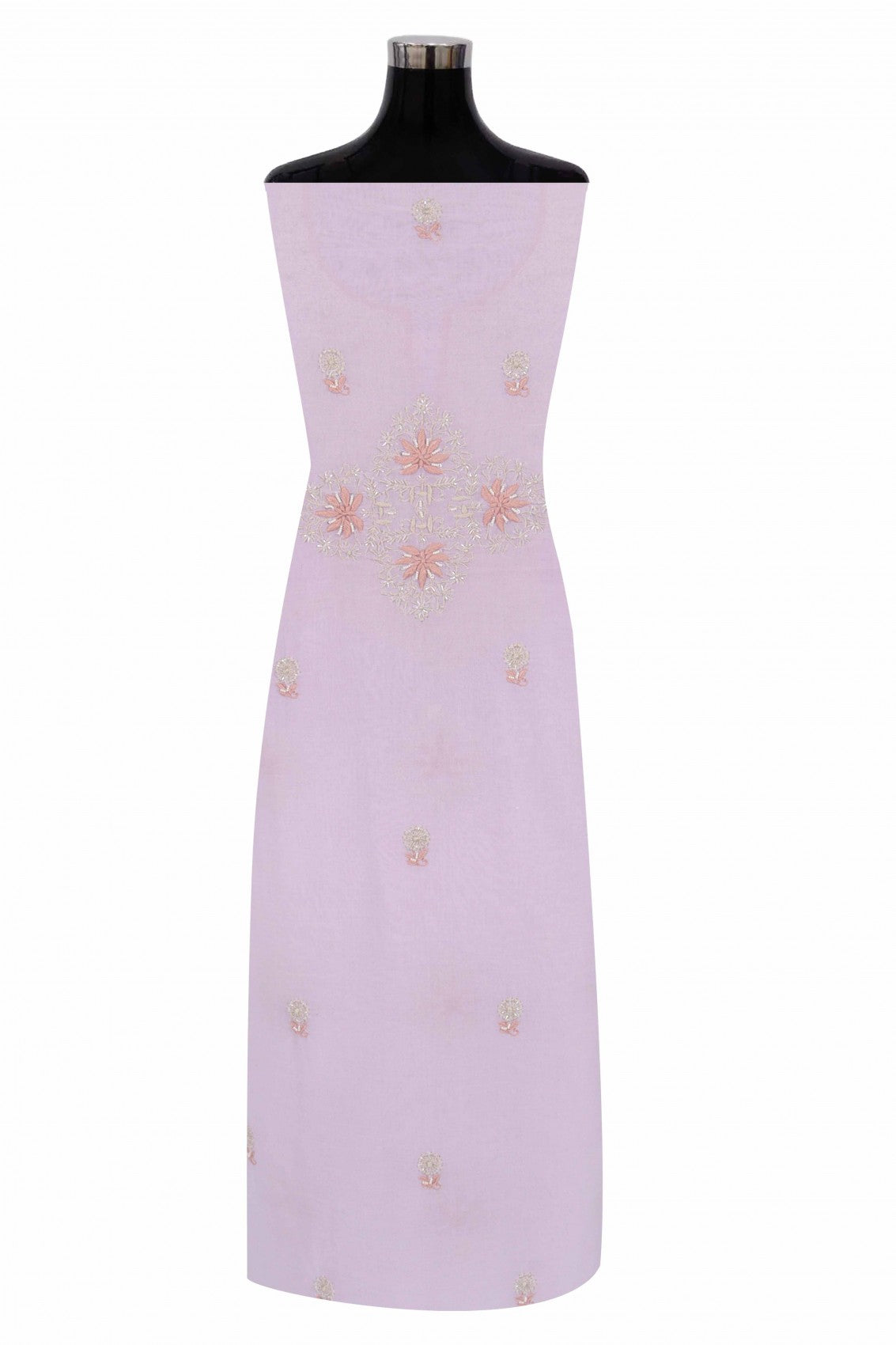 Ada Hand Embroidered Lilac Cotton Lucknowi Chikankari Unstitched Suit Piece With Cutdana Work 01A196770