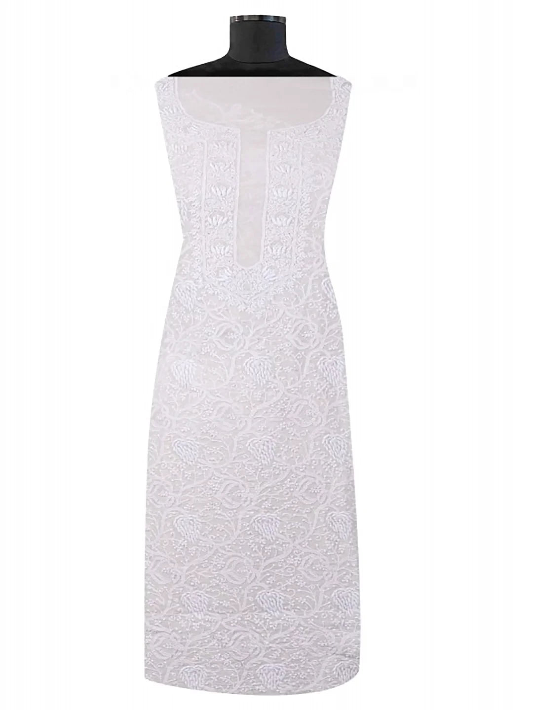Ada Hand Embroidered Cream Pure Georgette Lucknowi Chikankari Unstitched Kurta Piece A21476