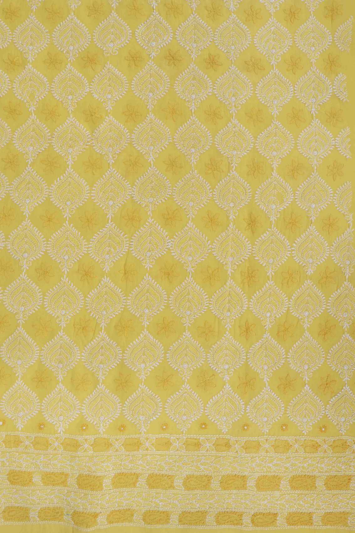 Ada Hand Embroidered Yellow Cotton Lucknowi Chikankari Unstitched Suit Piece 01A176458